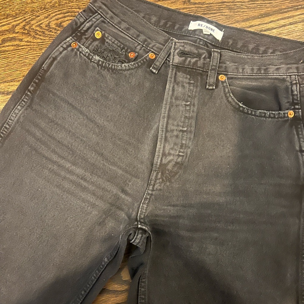 REDONE - Originals High Rise Loose in Washed Black With Rips (Size 26)